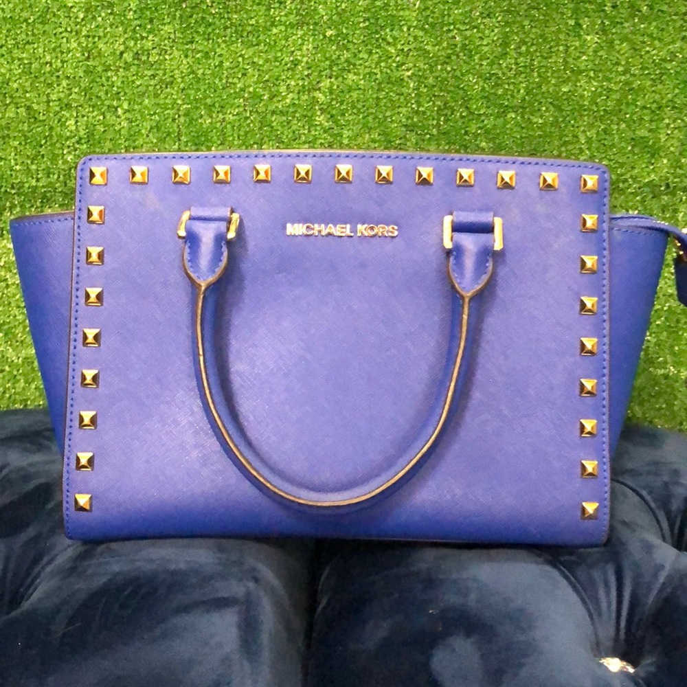 Blue Michael Kors patent leather Purse